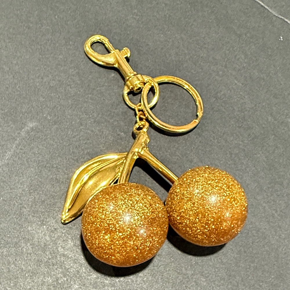 Gold Cherry Keychain